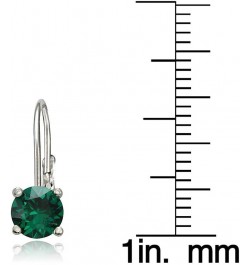 Sterling Silver Birthstone Gemstone 6mm Round Leverback Earrings May-Created Emerald $16.82 Earrings