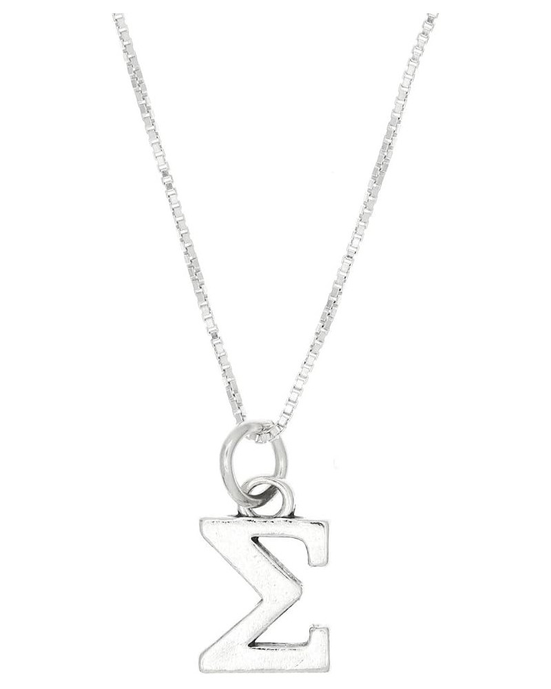 Sterling Silver Oxidized Sigma Greek Sorority Letter Charm with Box Chain Necklace 20.0 Inches $16.06 Necklaces