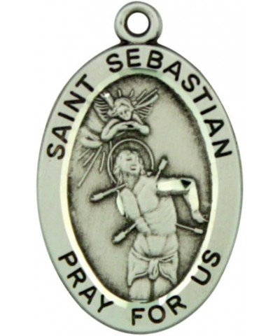 Sterling Silver Catholic Patron Saint Pray for Us Medal, 1 1/16 Inch Saint Sebastian $35.64 Pendants