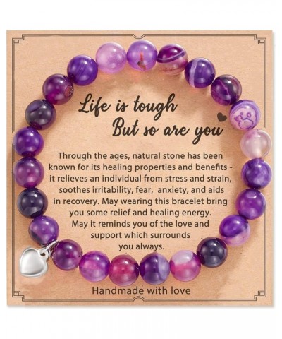 Get Well Soon Bracelet Gifts Life is Tough But So are You Inspirational Bracelet for Women Men,8mm Natural Healing Stone Rela...