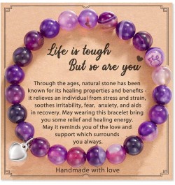 Get Well Soon Bracelet Gifts Life is Tough But So are You Inspirational Bracelet for Women Men,8mm Natural Healing Stone Rela...