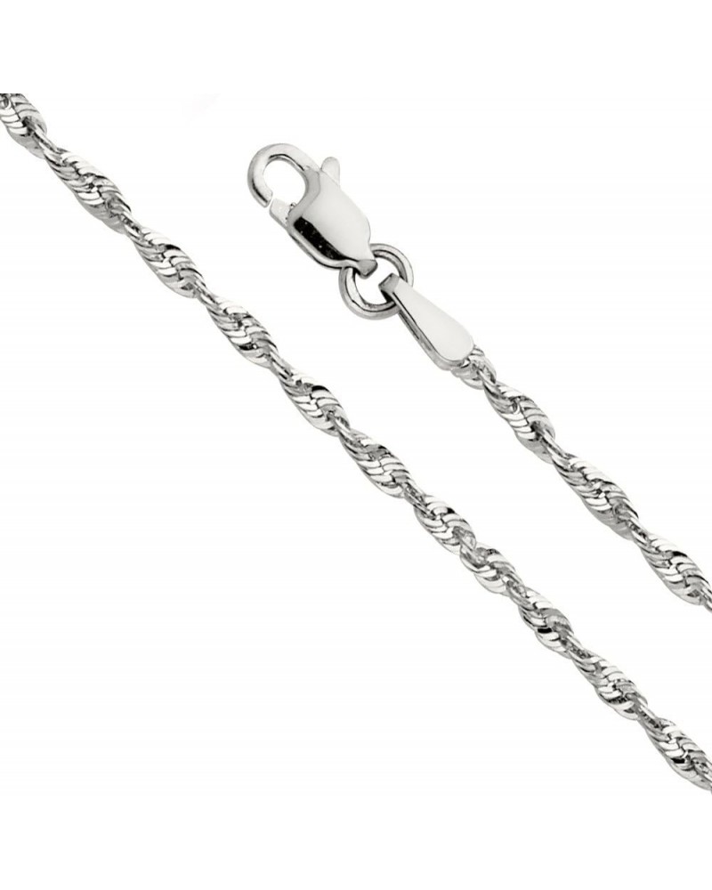 14k REAL Yellow OR White Gold Solid 2mm Diamond Cut Rope Chain Necklace with Lobster Claw Clasp White Gold 24.0 Inches $149.4...