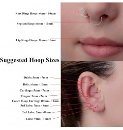 14G 16G 18G 20G Nose Ring Hoop Stainless Steel Hinged Segment Ring Hoop Nose Clicker Ring Tragus Helix Cartilage Daith Rook E...