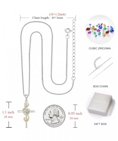 Women's Note Cross Necklace Sterling Silver Crucifix Pendant Treble Clef Jewelry for Music Lover white&gold $28.80 Necklaces