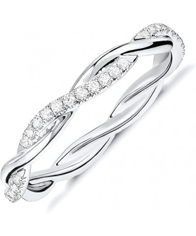 14K Gold Plated Cubic Zirconia Twisted Rope Eternity Band for Women 12 Silver $10.61 Rings