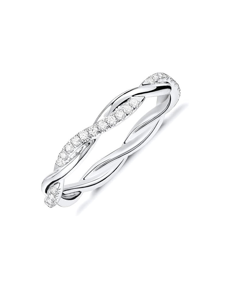 14K Gold Plated Cubic Zirconia Twisted Rope Eternity Band for Women 12 Silver $10.61 Rings