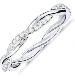 14K Gold Plated Cubic Zirconia Twisted Rope Eternity Band for Women 12 Silver $10.61 Rings