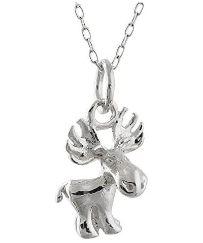 Sterling Silver Elephant Charm Pendant Necklace for Women 3D MOOSE $14.00 Necklaces