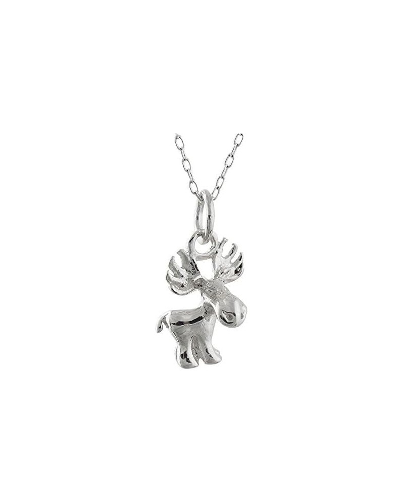 Sterling Silver Elephant Charm Pendant Necklace for Women 3D MOOSE $14.00 Necklaces