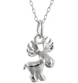 Sterling Silver Elephant Charm Pendant Necklace for Women 3D MOOSE $14.00 Necklaces