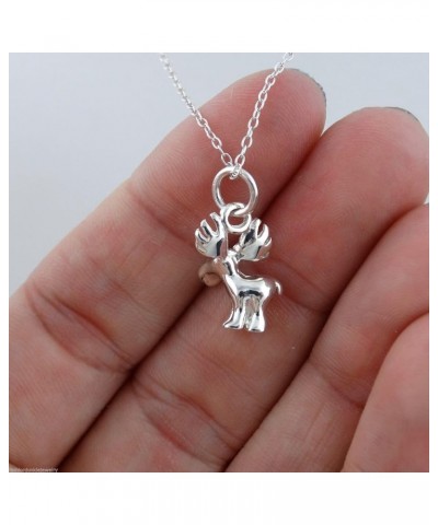 Sterling Silver Elephant Charm Pendant Necklace for Women 3D MOOSE $14.00 Necklaces