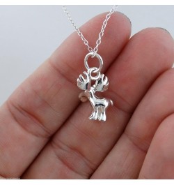 Sterling Silver Elephant Charm Pendant Necklace for Women 3D MOOSE $14.00 Necklaces