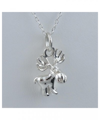 Sterling Silver Elephant Charm Pendant Necklace for Women 3D MOOSE $14.00 Necklaces