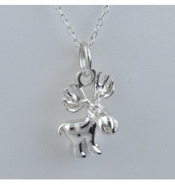 Sterling Silver Elephant Charm Pendant Necklace for Women 3D MOOSE $14.00 Necklaces