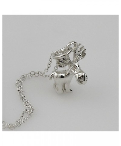 Sterling Silver Elephant Charm Pendant Necklace for Women 3D MOOSE $14.00 Necklaces