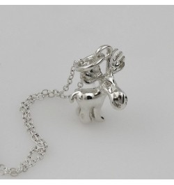 Sterling Silver Elephant Charm Pendant Necklace for Women 3D MOOSE $14.00 Necklaces