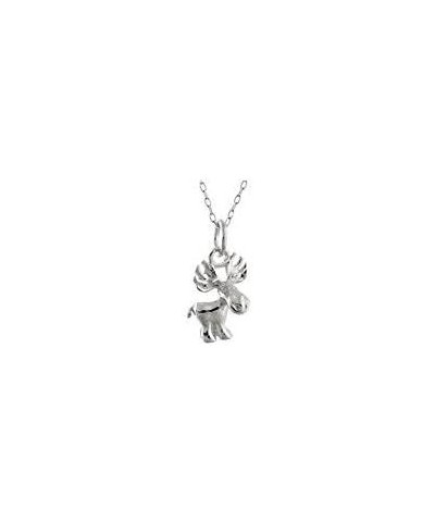 Sterling Silver Elephant Charm Pendant Necklace for Women 3D MOOSE $14.00 Necklaces