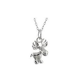 Sterling Silver Elephant Charm Pendant Necklace for Women 3D MOOSE $14.00 Necklaces