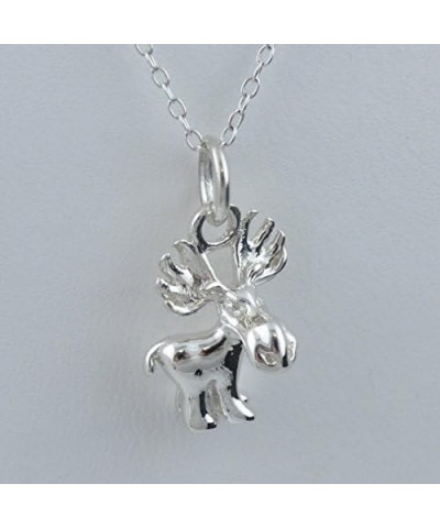 Sterling Silver Elephant Charm Pendant Necklace for Women 3D MOOSE $14.00 Necklaces