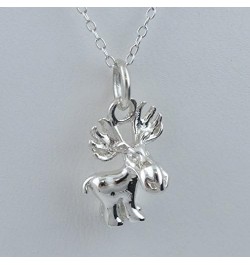 Sterling Silver Elephant Charm Pendant Necklace for Women 3D MOOSE $14.00 Necklaces