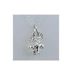 Sterling Silver Elephant Charm Pendant Necklace for Women 3D MOOSE $14.00 Necklaces