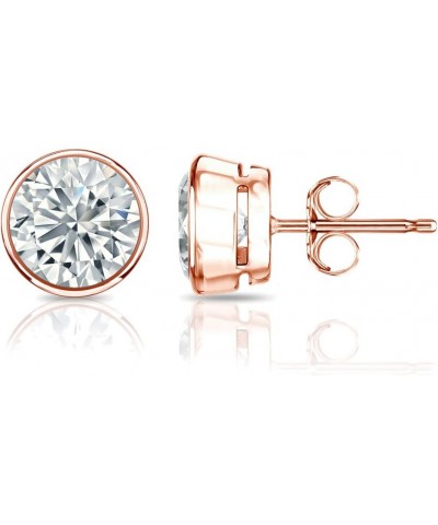 14k Rose Gold Bezel-set Round Diamond Stud Earrings (1/5-2cttw, O.White, I2-I3) Push-backs 0.6 carats $395.55 Earrings