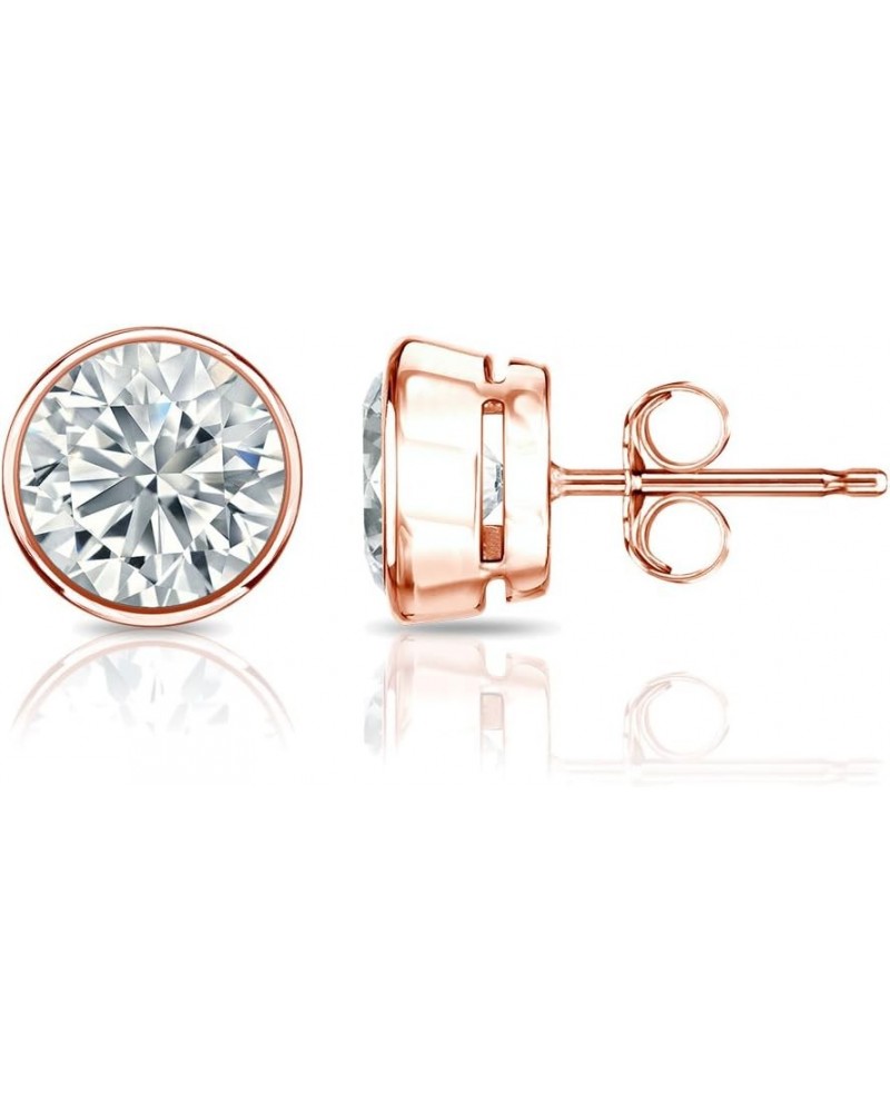 14k Rose Gold Bezel-set Round Diamond Stud Earrings (1/5-2cttw, O.White, I2-I3) Push-backs 0.6 carats $395.55 Earrings