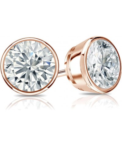 14k Rose Gold Bezel-set Round Diamond Stud Earrings (1/5-2cttw, O.White, I2-I3) Push-backs 0.6 carats $395.55 Earrings