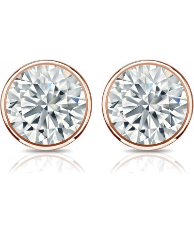 14k Rose Gold Bezel-set Round Diamond Stud Earrings (1/5-2cttw, O.White, I2-I3) Push-backs 0.6 carats $395.55 Earrings