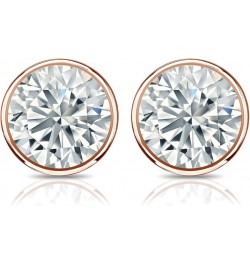 14k Rose Gold Bezel-set Round Diamond Stud Earrings (1/5-2cttw, O.White, I2-I3) Push-backs 0.6 carats $395.55 Earrings