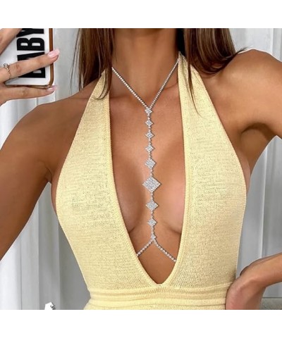 Sexy Body Chains Rhinestone Body Jewelry Sparkling Body Belly Chains Bikini Body Crystal for Girls and Women (Rhombus-S) Rhom...