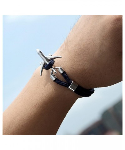 Men Women Airplane Anchor Bracelets Rope Chain Parard Aviation Life Jewelry (Length : 19cm, Metal lor : Black Gun Plated) $12...