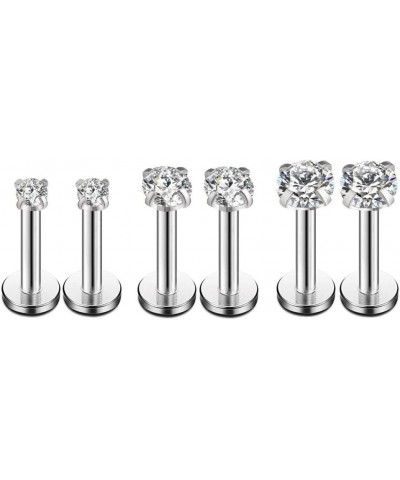 16g CZ Labret Cartilage Tragus Monroe Lip Nose Helix Stud Earrings Stainless Steel Cubic Zirconia Tiny Mini Small Studs Body ...