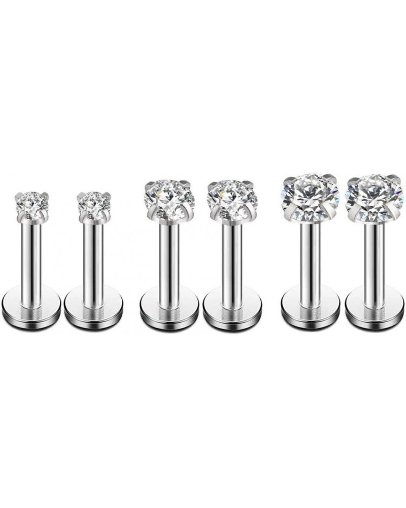 16g CZ Labret Cartilage Tragus Monroe Lip Nose Helix Stud Earrings Stainless Steel Cubic Zirconia Tiny Mini Small Studs Body ...