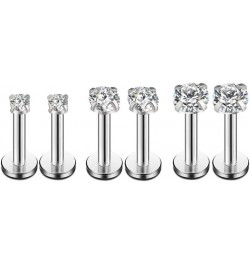 16g CZ Labret Cartilage Tragus Monroe Lip Nose Helix Stud Earrings Stainless Steel Cubic Zirconia Tiny Mini Small Studs Body ...