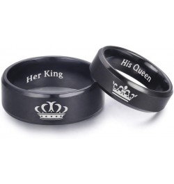 King and Queen Rings for Couples - 2pcs His Hers Stainless Steel Matching Ring Sets for Him and Her - Promise Engagement Wedd...