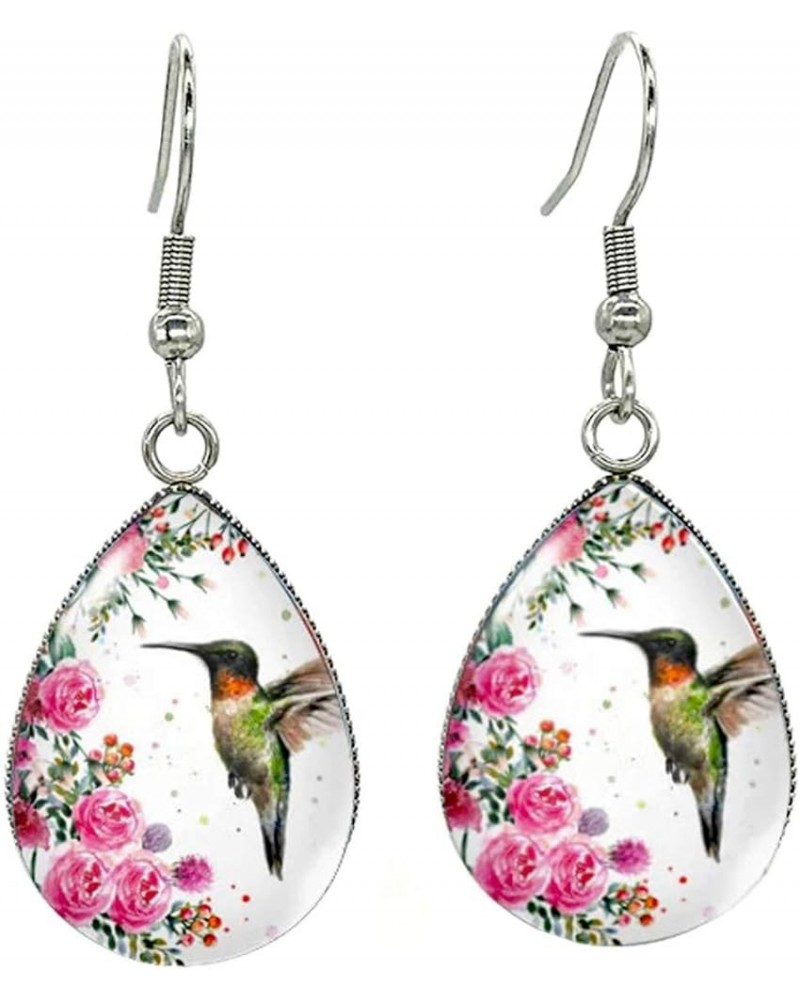 Earrings/Hummingbird Tear drop Earring Glass Dome Photo Jewelry Bird Art Earrings Nature $13.19 Earrings