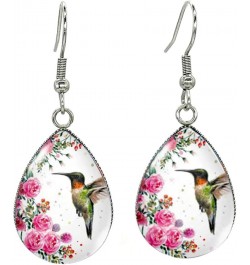 Earrings/Hummingbird Tear drop Earring Glass Dome Photo Jewelry Bird Art Earrings Nature $13.19 Earrings