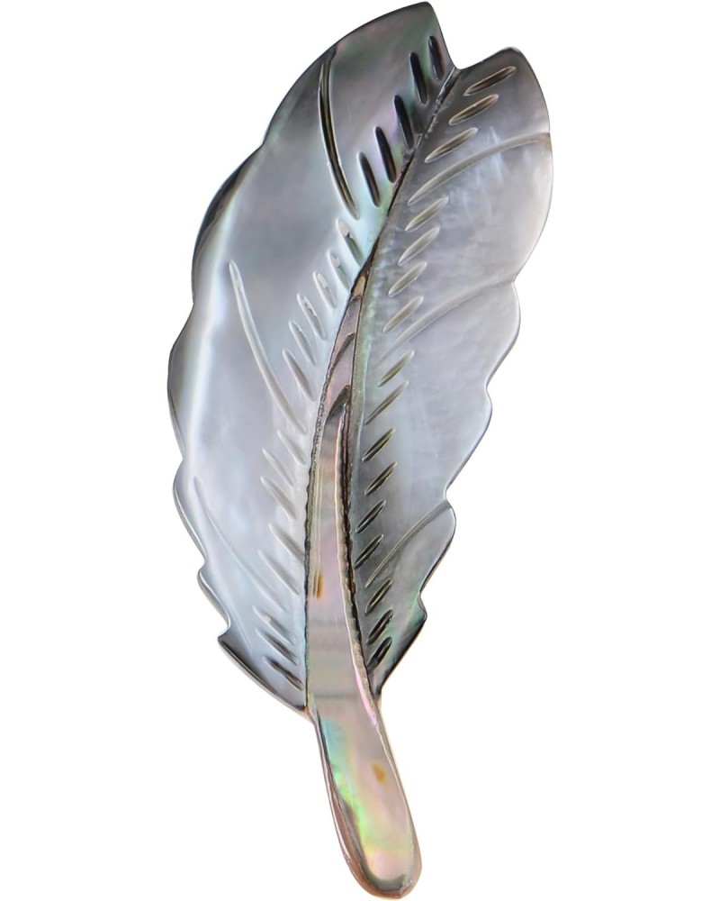 Natural Abalone Shell Silver Tone Feather Fashion Brooch Pin Accessories $11.21 Brooches & Pins