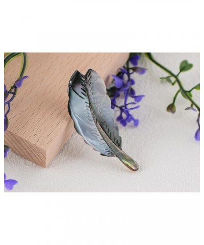 Natural Abalone Shell Silver Tone Feather Fashion Brooch Pin Accessories $11.21 Brooches & Pins