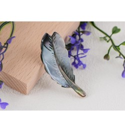 Natural Abalone Shell Silver Tone Feather Fashion Brooch Pin Accessories $11.21 Brooches & Pins