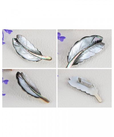 Natural Abalone Shell Silver Tone Feather Fashion Brooch Pin Accessories $11.21 Brooches & Pins