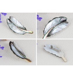 Natural Abalone Shell Silver Tone Feather Fashion Brooch Pin Accessories $11.21 Brooches & Pins