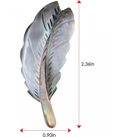 Natural Abalone Shell Silver Tone Feather Fashion Brooch Pin Accessories $11.21 Brooches & Pins