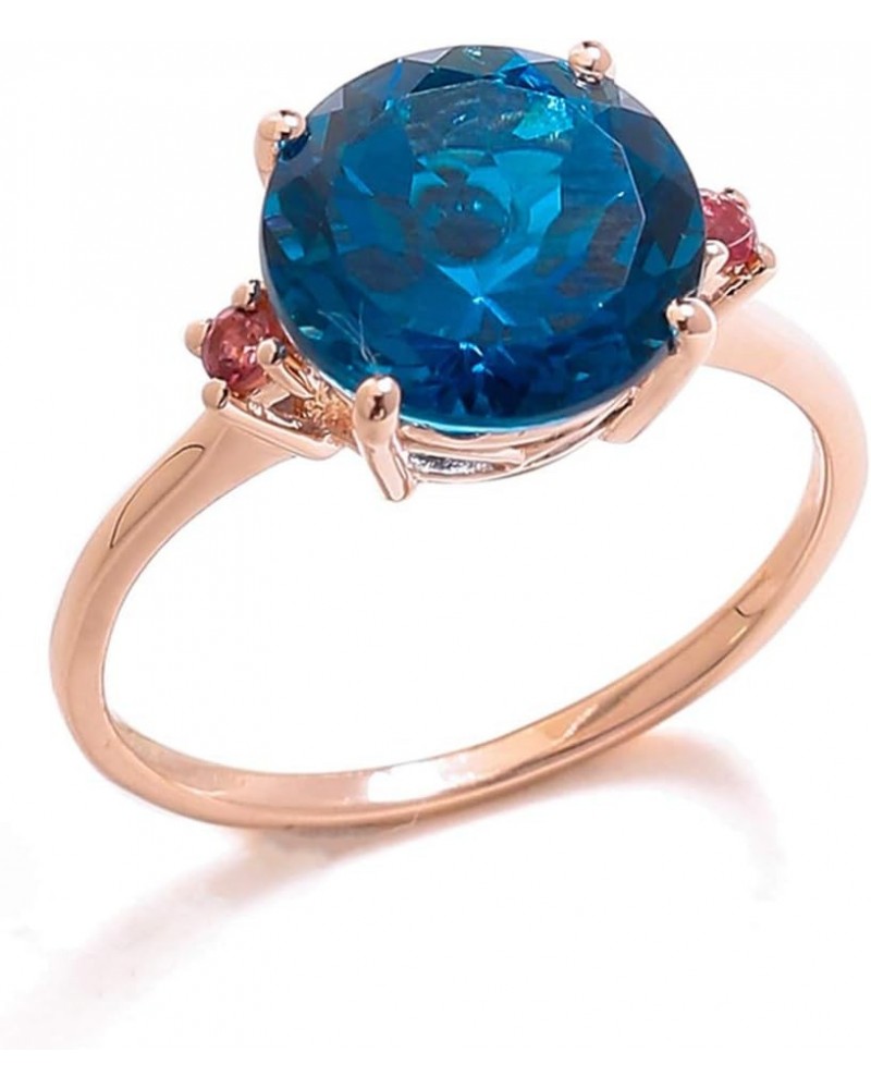 3.90 Ct. London Blue Topaz Pink Tourmaline Solid 10kt Rose Gold Engagement Ring $66.50 Rings