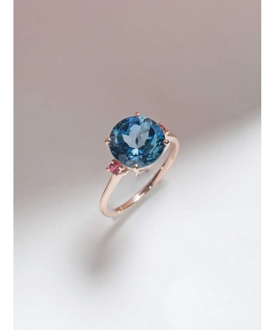 3.90 Ct. London Blue Topaz Pink Tourmaline Solid 10kt Rose Gold Engagement Ring $66.50 Rings