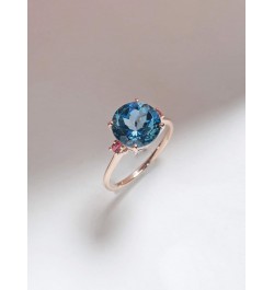 3.90 Ct. London Blue Topaz Pink Tourmaline Solid 10kt Rose Gold Engagement Ring $66.50 Rings