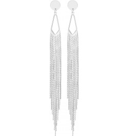 Long Tassel Dangle Drop Earrings for Woman Teen Girls,Silver/Gold Punk Sleek Metal Chain Earrings Wedding Bridesmaid Jewelry ...