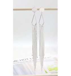 Long Tassel Dangle Drop Earrings for Woman Teen Girls,Silver/Gold Punk Sleek Metal Chain Earrings Wedding Bridesmaid Jewelry ...