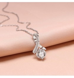 925 Sterling Silver Love Knot Necklace for Women with Cubic Zirconia for Mom Daugter Sister Boyfriend's Mom on Wedding Christ...